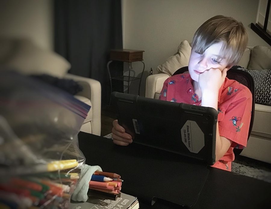 Focusing+on+his+schoolwork%2C+Dominick+Jellico%2C+a+6th+grader+attending+Altona+Middle+School%2C+sits+at+home+finishing+up+schoolwork+in+an+all+virtual+environment%2C+hoping+to+complete+his+tasks+for+the+day.+He+completed+his+assignments+with+ease%2C+despite+the+virtual+environment+the+COVID-19+pandemic+has+caused%2C+and+he+was+able+to+remain+focused+to+complete+his+work.+%E2%80%9CThe+schoolwork+was+pretty+easy%2C+especially+since+virtual+learning+provides+a+quiet+environment+I+can+really+focus+in%2C%E2%80%9D+says+Dominick.