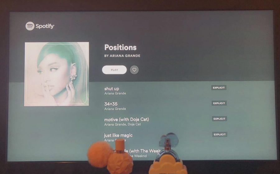 Photo Courtesy of Maddie Sales 
Ariana Grandes latest album, “Positions” making debuts being #1 on the Billboard Hot 100 and being the biggest hit in the pop culture.