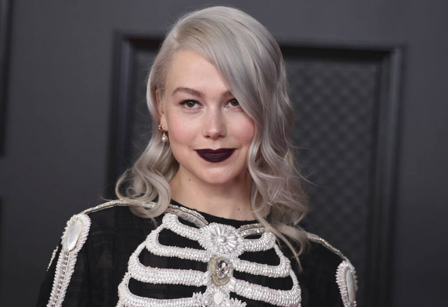 Phoebe Bridgers poses for press at the 63rd annual Grammy Awards at the Los Angeles Convention Center on Sunday, March 14, 2021. Nominated for Best New Artist, Best Rock Performance, Best Rock Song, and Best Alternative Music Album, Bridgers did not go home with any Grammy Awards this year.