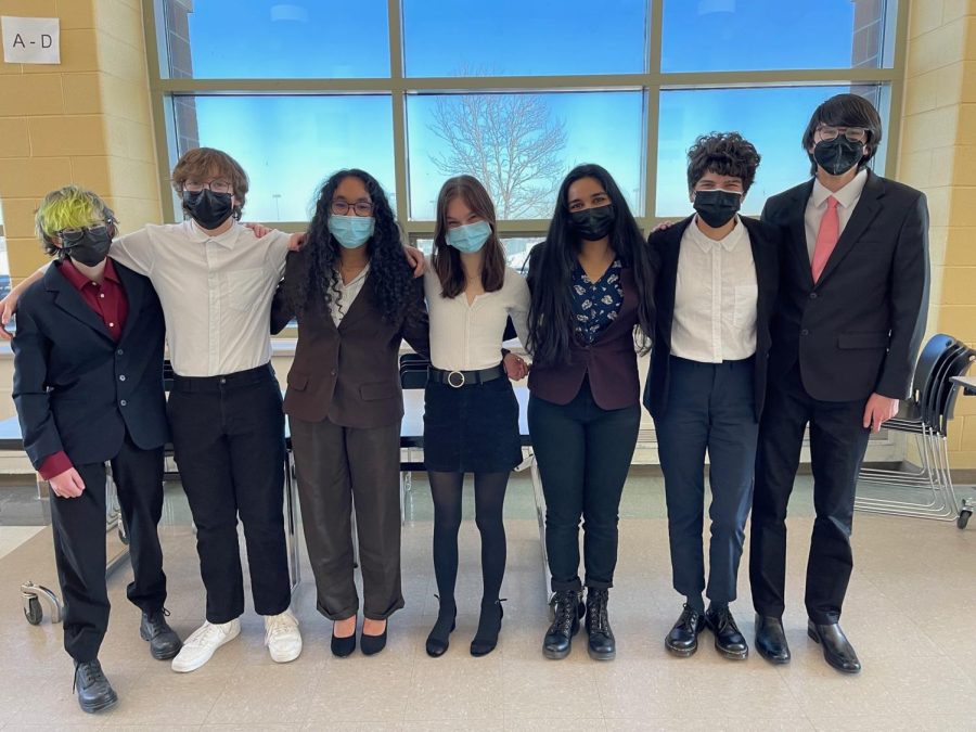 Silver Creek Speech and Debate Team 
(from left to right) Willow Rooney, Summit Louth, Bhushali Jain, Kate Spellman, Sudhiksha Sivakumar, Kaitlin Ruth and Dillon Rankin pose for a team photo.