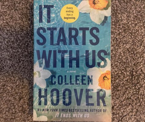 The newest novel by Colleen Hoover. This is the paper back version of the novel “It Starts with Us”.