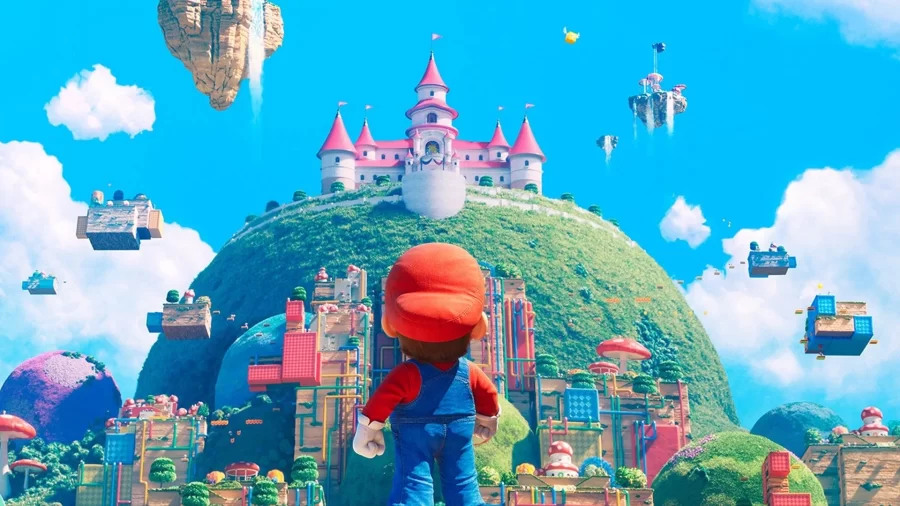 Near the beginning of the new Super Mario Bros movie, Mario stumbles upon the beautiful, full of wonder, Mushroom kingdom.