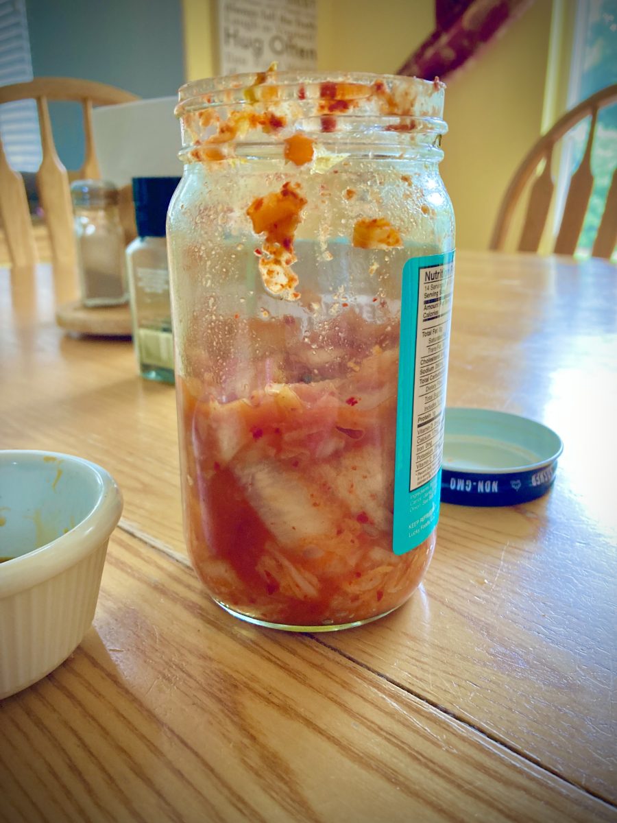 Half eaten bottle of Seoul Vegan Kimchi from Target. Photo courtesy of Ben Pecherzewski.