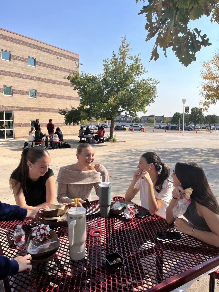 Anastasia Bracher, Lena Jobski, Sofia Berta and Valentina Cipolla Lunardini sitting in their lunch break outside of the Silver Creek High School. They’re talking about their life and what is going on in the school right now.