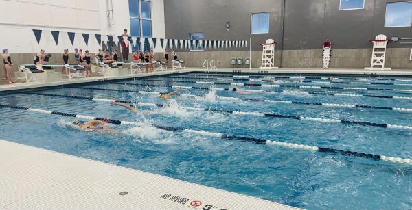 The Silver Creek girls Swim Team swims one of their 100m freestyle’s at practice on Tuesday, November 19th. 