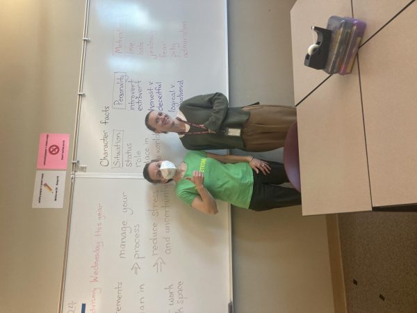 From the left: Nikki Tobias and Rebecca Hassanabad posing together in Tobias’s classroom on December 11th as they work to transition Hassanabad to her new classes.