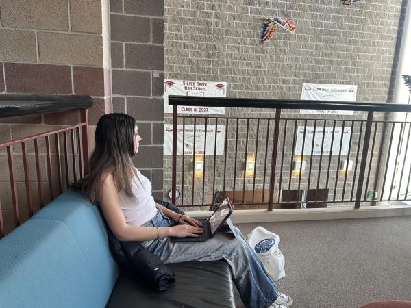 Michelle Rudland studying for finals in a hidden nook at Silver Creek High School on December 12th.