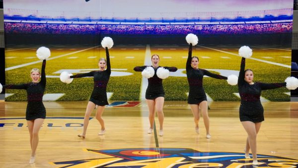 The Silver Creek Dance Team varsity dancers performing at this year’s State competition, the last competition before the team takes on Nationals. From left, Jordan Randal, Anna Goodbee, Taylor Brown, Haley Gosline, Alex Vasquez.