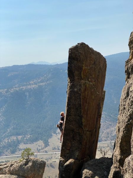 Silver Creek High School senior Noah Thompson showing off his extreme sport, climbing. 