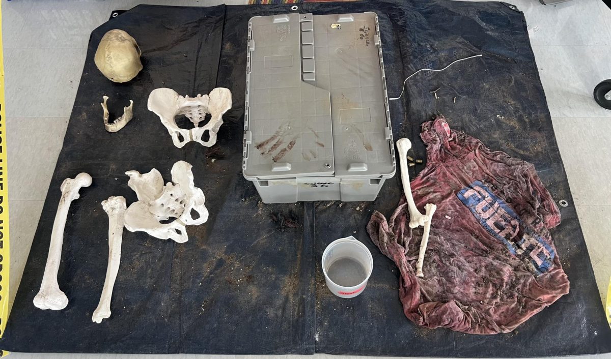 The murder box on the floor, as seen in Stephanie Owen’s room, E106, on November 3.