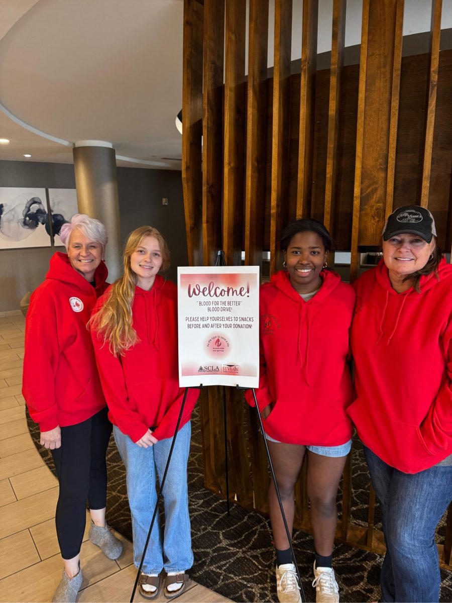 (Left to right) Carrie Adams, Anna Trochman, Lixa Roth, and Michelle Foster at a blood drive in Springhill Suites by Marriott Hotel, Longmont CO. Hosting their next blood drive April 12th 11:00am-3:00pm, donors can signup using the QR codes around the school, walk-ins are also available.